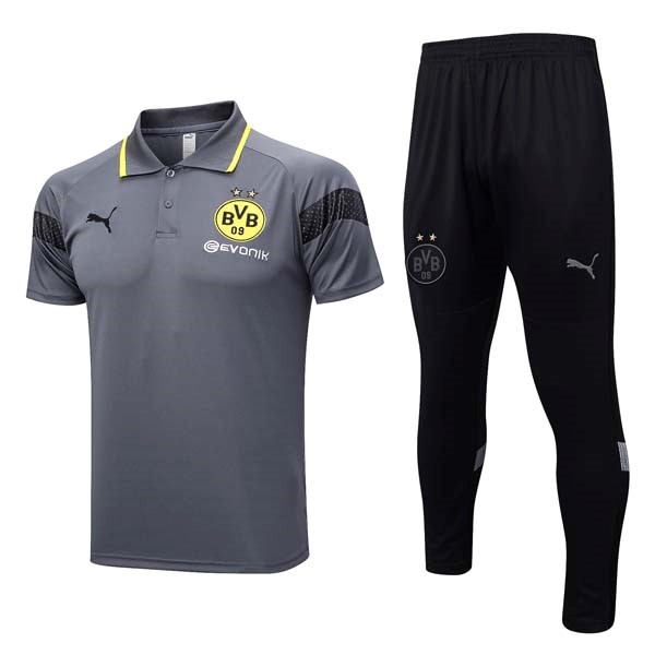 Polo Borussia Dortmund Conjunto Completo 2023/2024 Gris Negro